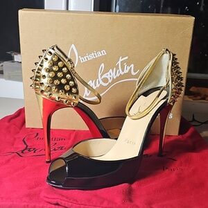 Christian Louboutin Pina SPIKE 100 Patent/Specchio black/gold